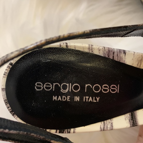 NEW🌟 SERGIO ROSSI PELLA VERNICE CORNO PATENT HEELED SANDALS - Picture 3 of 5